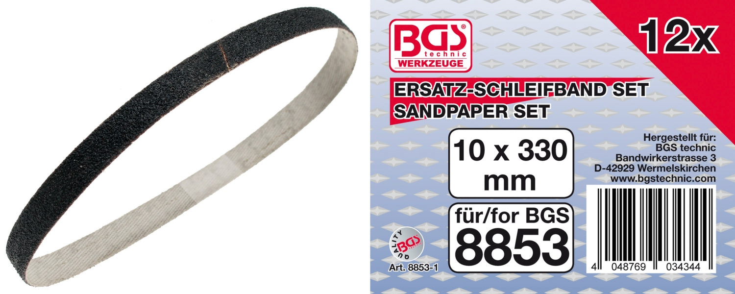 BGS 8853-1 Schleifband 10mm x 330mm 12 Stück für Artikel 8853