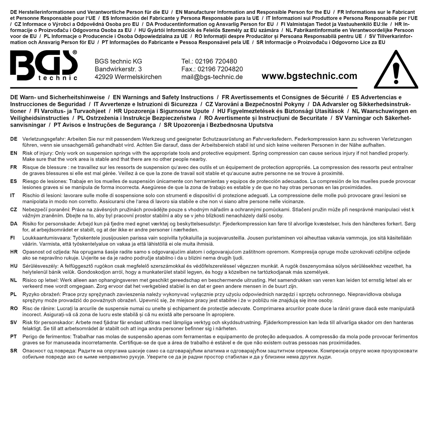 BGS 8877 Satz Werkzeug für Stoßdämpfer mit Zuganschlagsfeder 8 teilig