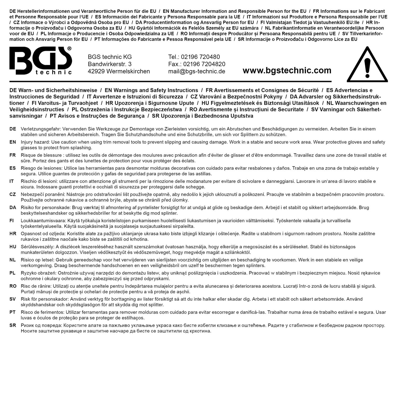 BGS 8934 Zange für die Demontage von Verkleidungsclips Länge 190mm