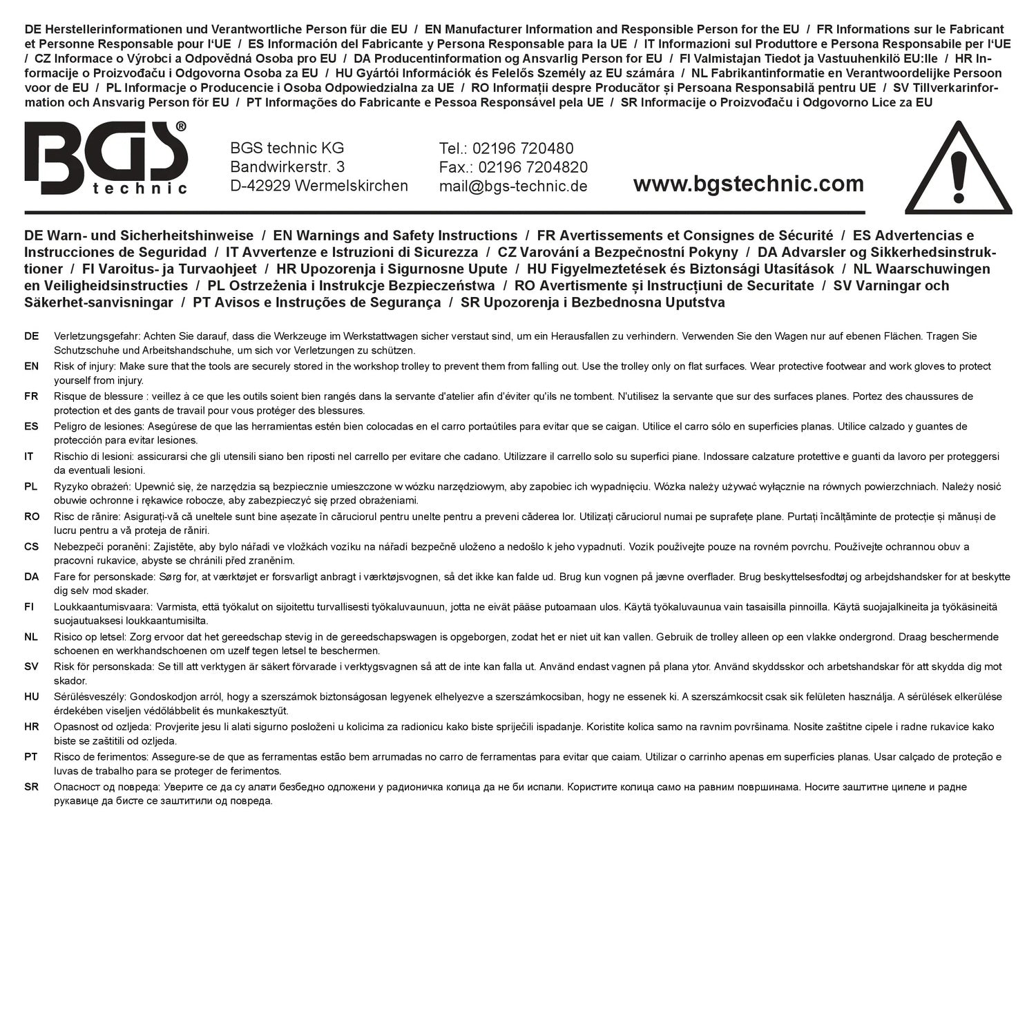 BGS DIY 90112 Servicewagen fahrbar zusammenklappbar Fahrgriff Feststellbremse