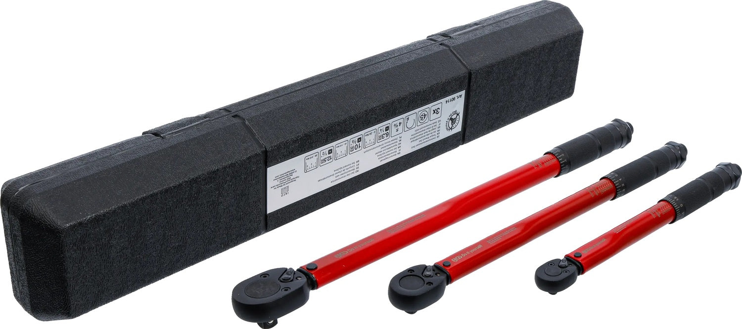 BGS DIY 90114 Satz Drehmomentschlüssel Abtrieb 6,3mm (1/4") 2 - 24 Nm 10mm (3/8") 19 - 110 Nm 12,5mm (1/2") 28 - 210 Nm