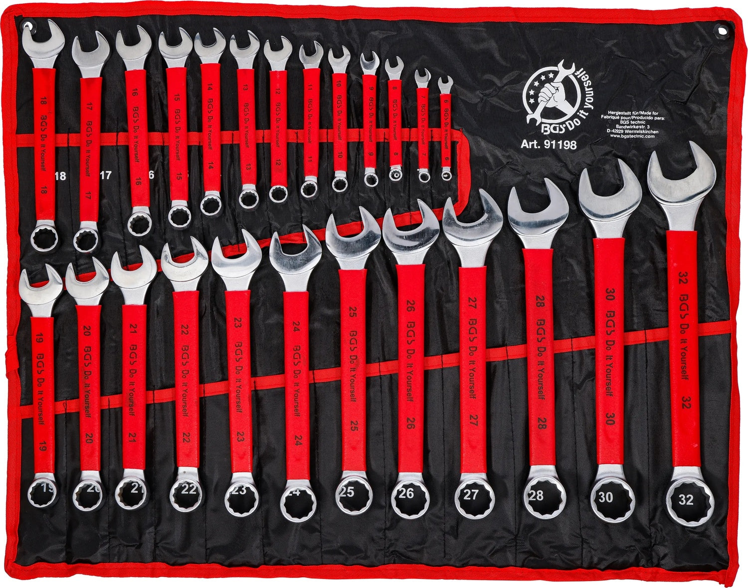 BGS DIY 91198 Satz Ratschenringmaulschlüssel rutschfeste Griffe SW 6 - 32mm metrisch