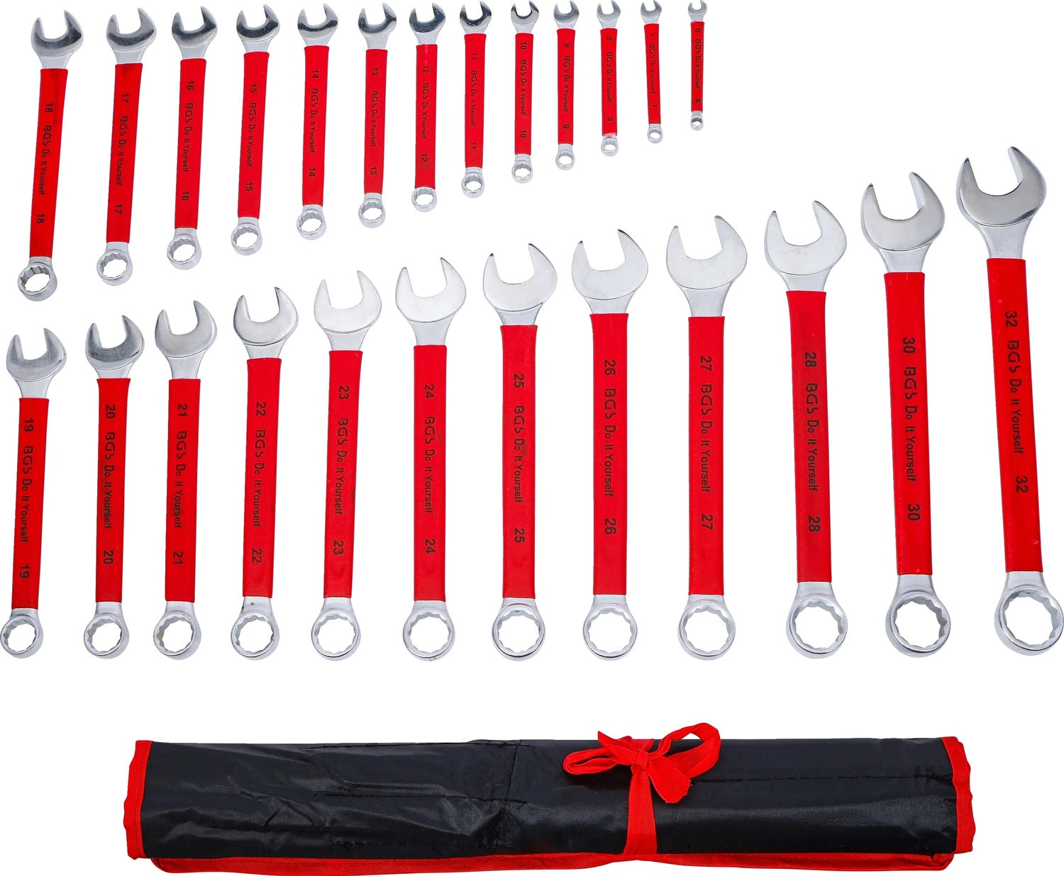 BGS DIY 91198 Satz Ratschenringmaulschlüssel rutschfeste Griffe SW 6 - 32mm metrisch