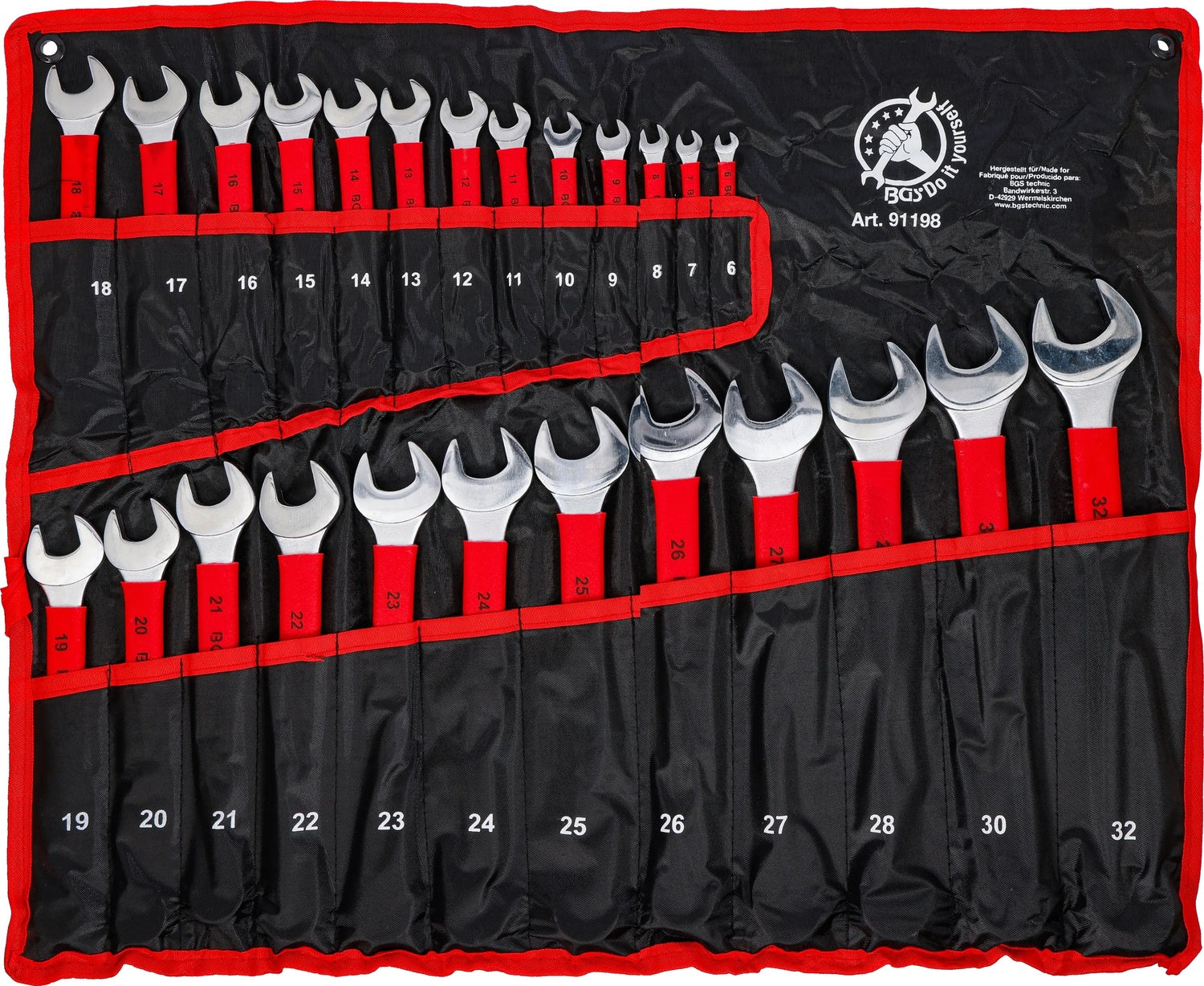 BGS DIY 91198 Satz Ratschenringmaulschlüssel rutschfeste Griffe SW 6 - 32mm metrisch