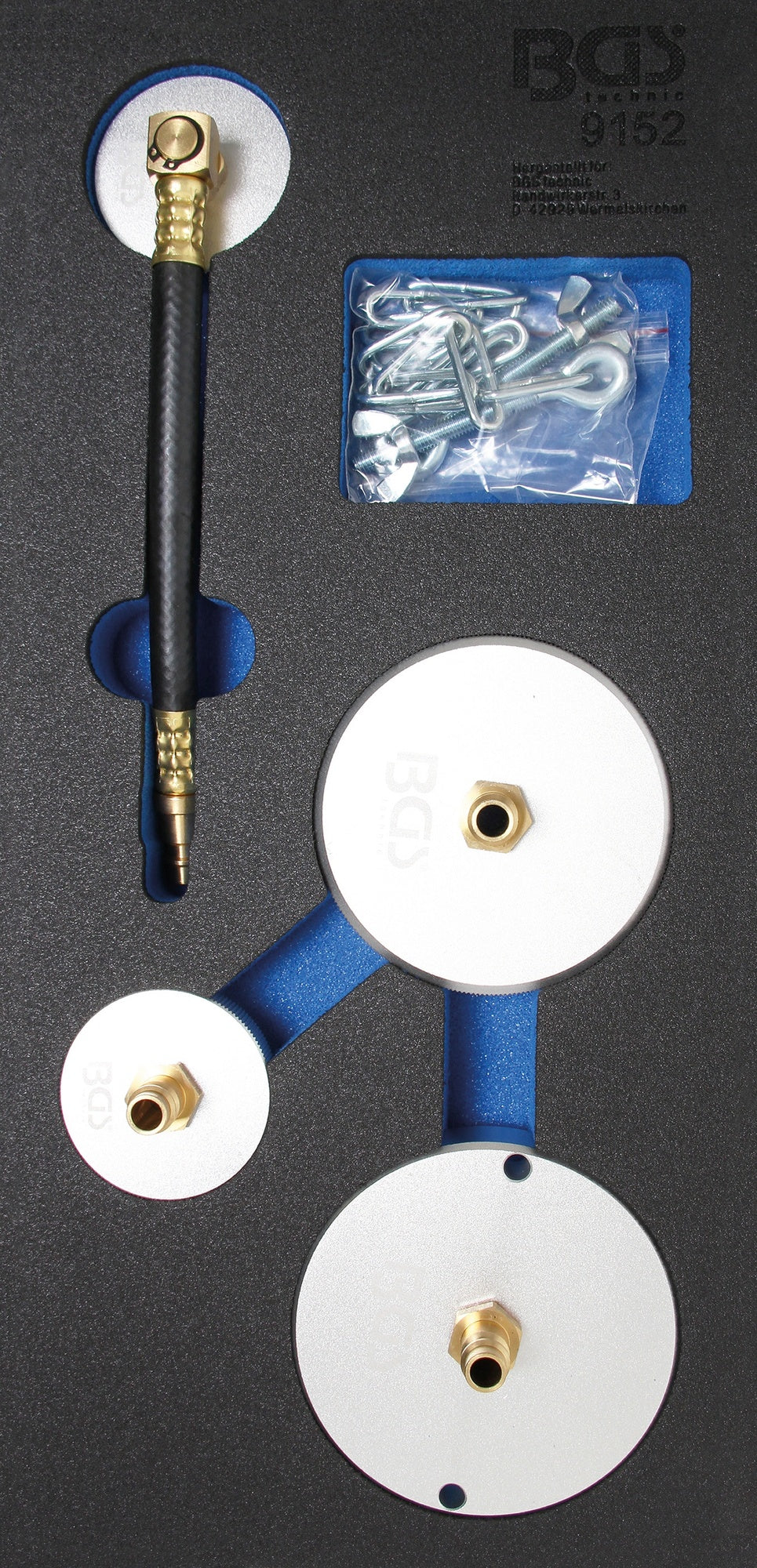 BGS 9152 Satz Adapter für Druckluft Bremsenentlüfter Werkstattwageneinlage 1/3