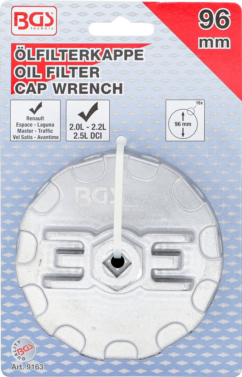 BGS 9163 Ölfilterschlüssel Ø96mm Achtzehnkant für Renault DCI