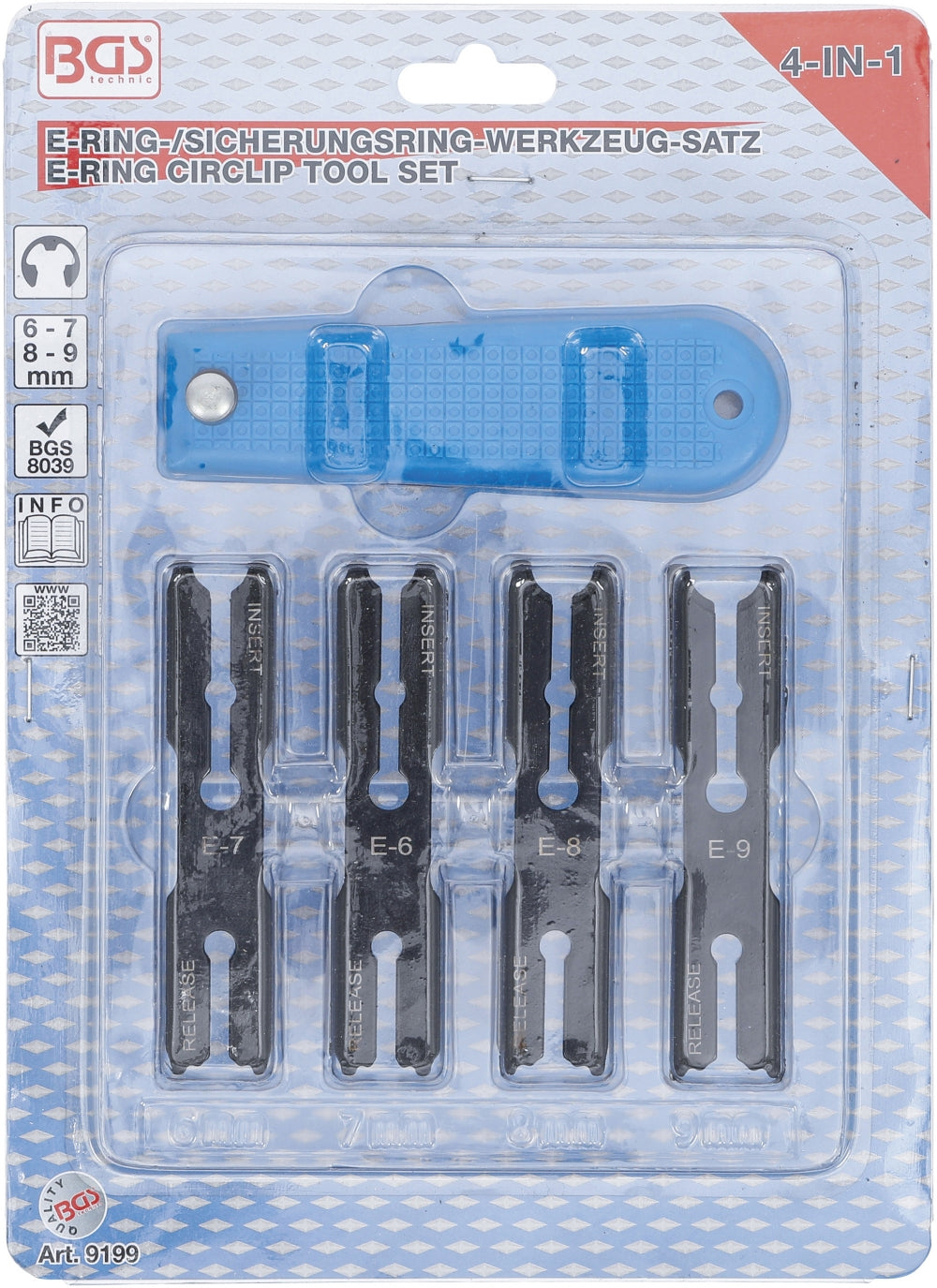 BGS 9199 Satz Werkzeug für E-Ringe und Sicherungsringe "4-IN-1"