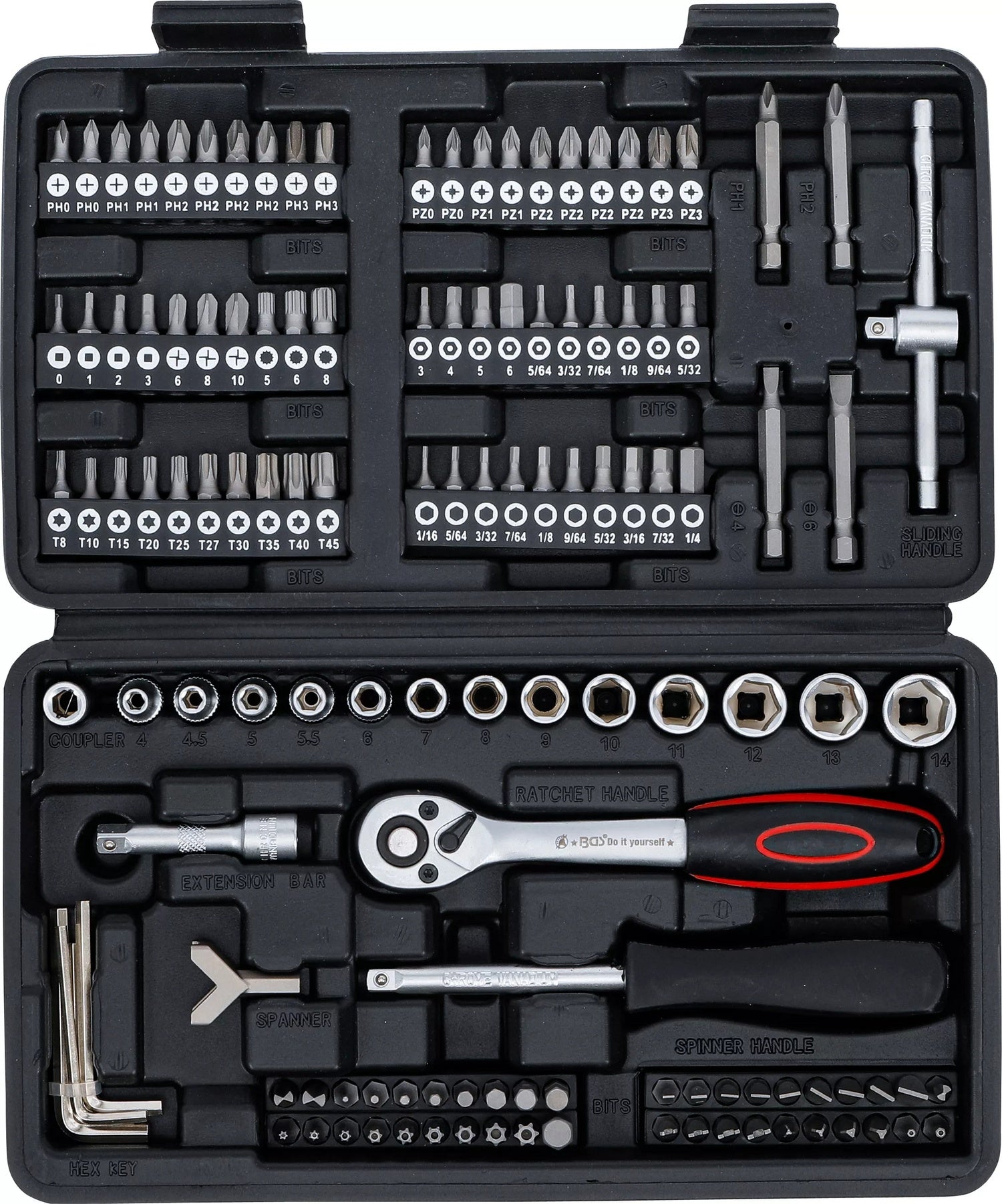 BGS DIY 92146 Satz Steckschlüssel Antrieb 6,3mm (1/4") 130 teilig