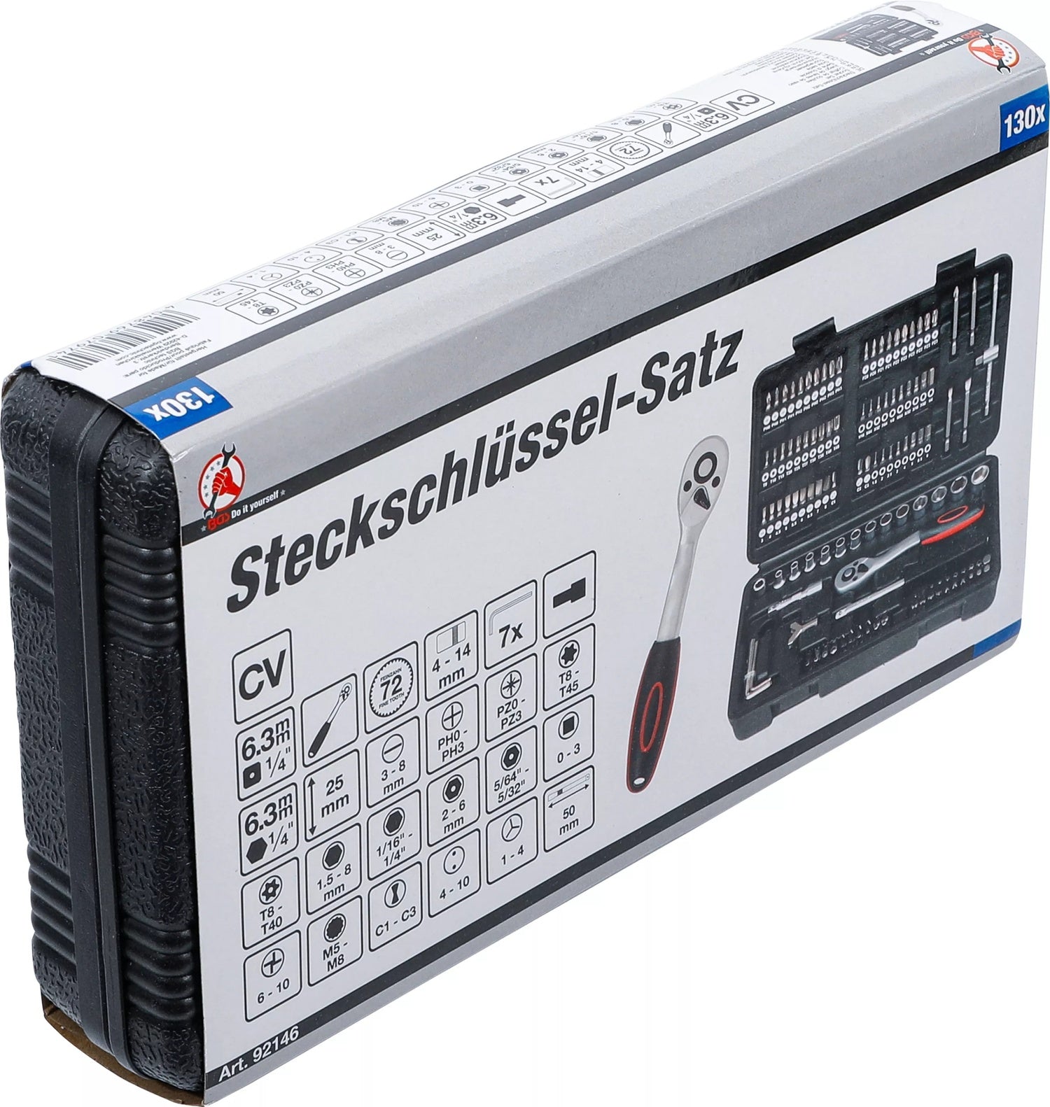 BGS DIY 92146 Satz Steckschlüssel Antrieb 6,3mm (1/4") 130 teilig