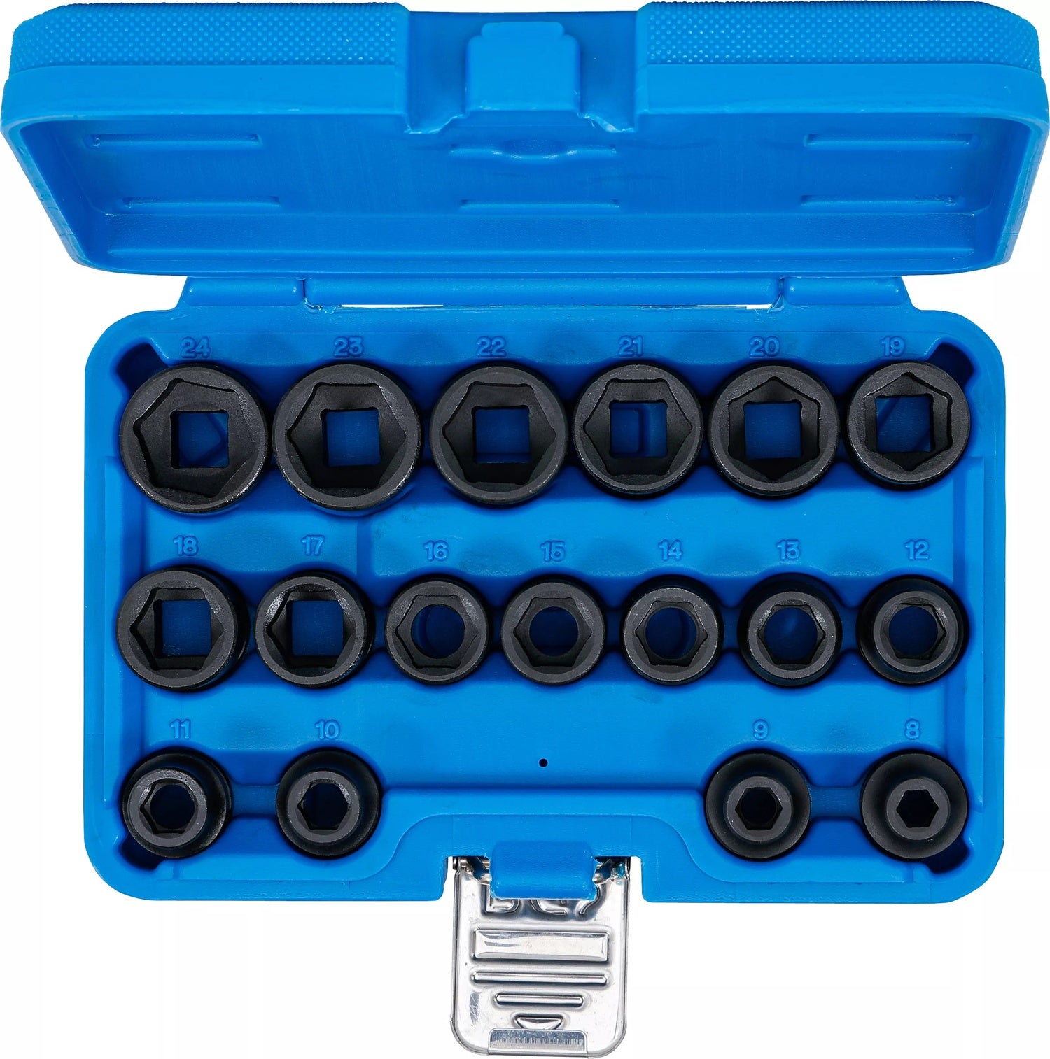 BGS 9286 Satz Kraft Steckschlüsseleinsätze Sechskant extra flach Antrieb Innenvierkant 12,5mm (1/2") SW 8 - 24mm