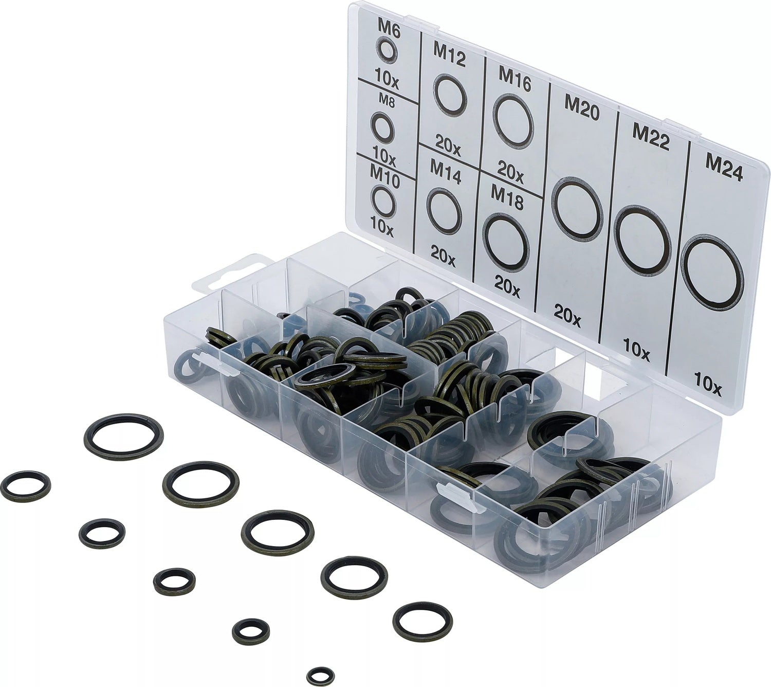 BGS 9306 Sortiment O-Ringe / Dichtungsringe aus Metall mit Gummidichtwulst 150 teilig