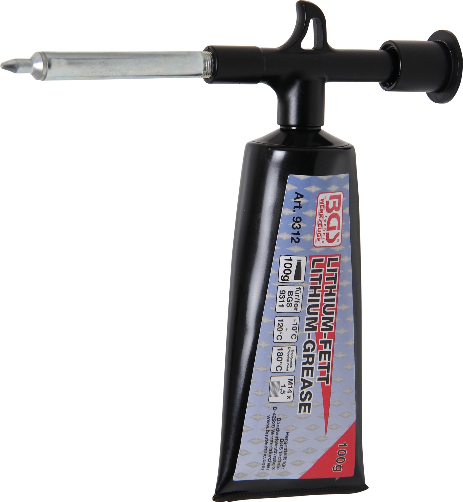 BGS 9311 Mini Fettpresse mit 100 g Lithium-Fett (1 Tube) [Grundpreis 18,95 / 100gr]