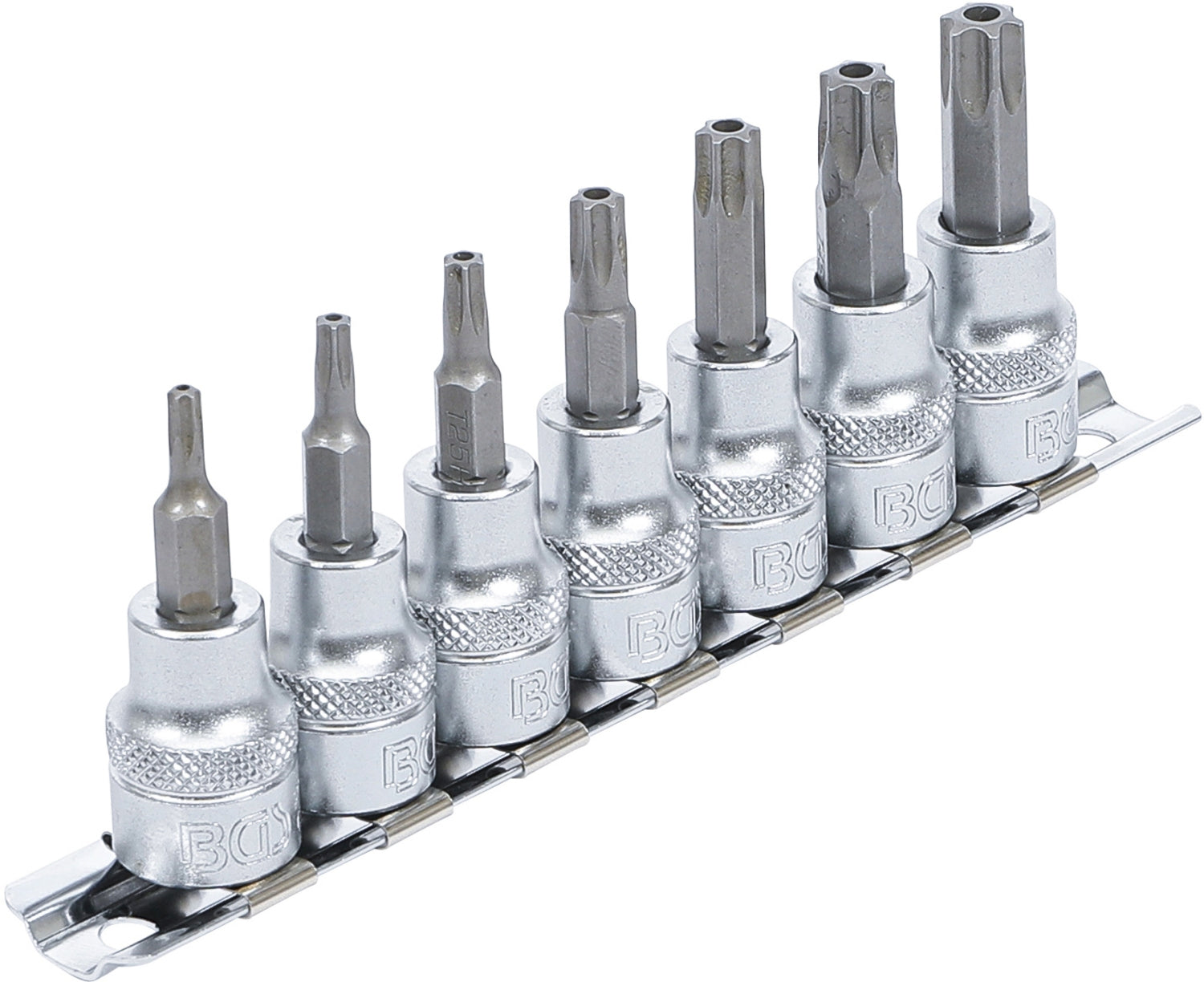 BGS 9341 Satz Biteinsätze T-Profil (für Torx) mit Bohrung T15 - T50 Antrieb 10mm (3/8")