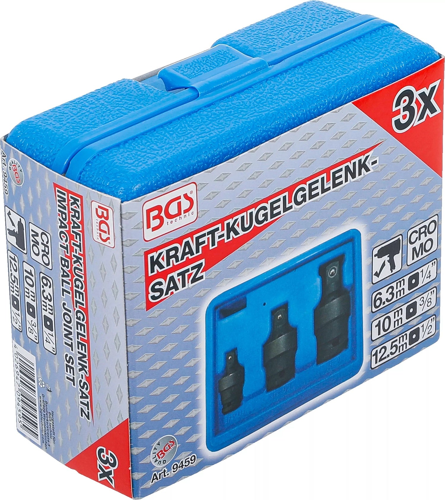 BGS 9459 Satz Kraft Kardangelenk für Schlagschrauber 6,3mm (1/4") 10mm (3/8") 12,5mm (1/2")