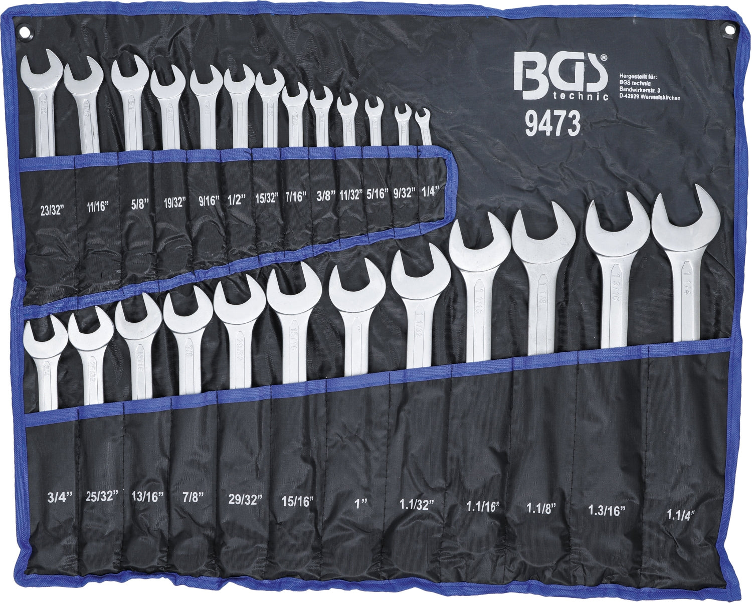 BGS 9473 Satz ZOLL INCH Maulringschlüssel 1/4"-1.1/4" 25 teilig