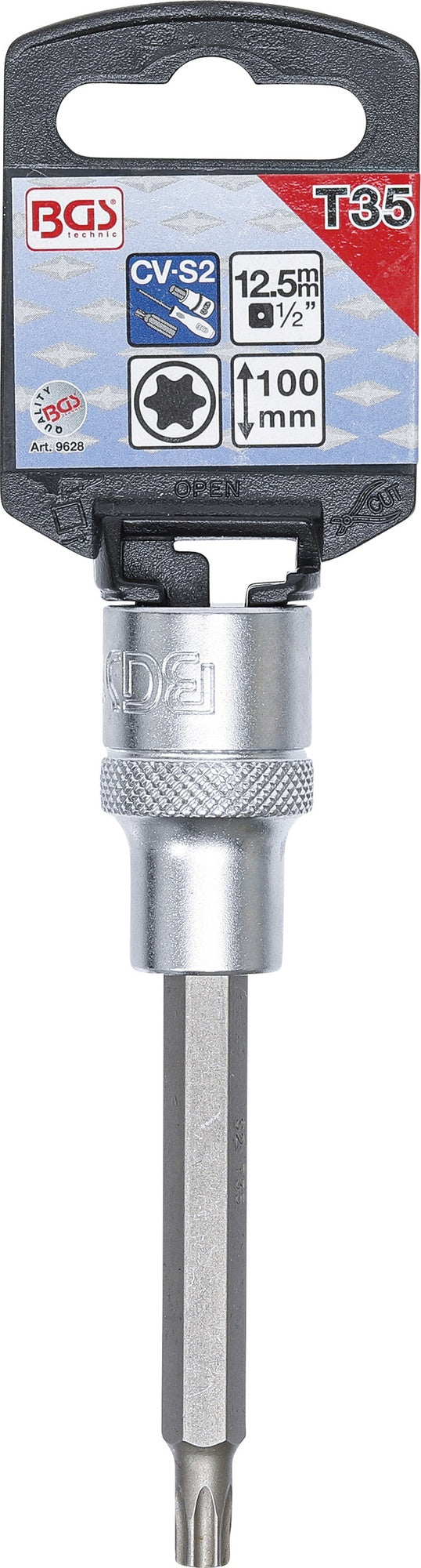 BGS 9628 Biteinsatz T-Profil (für Torx) T35 Länge 100mm Antrieb 12,5mm (1/2")