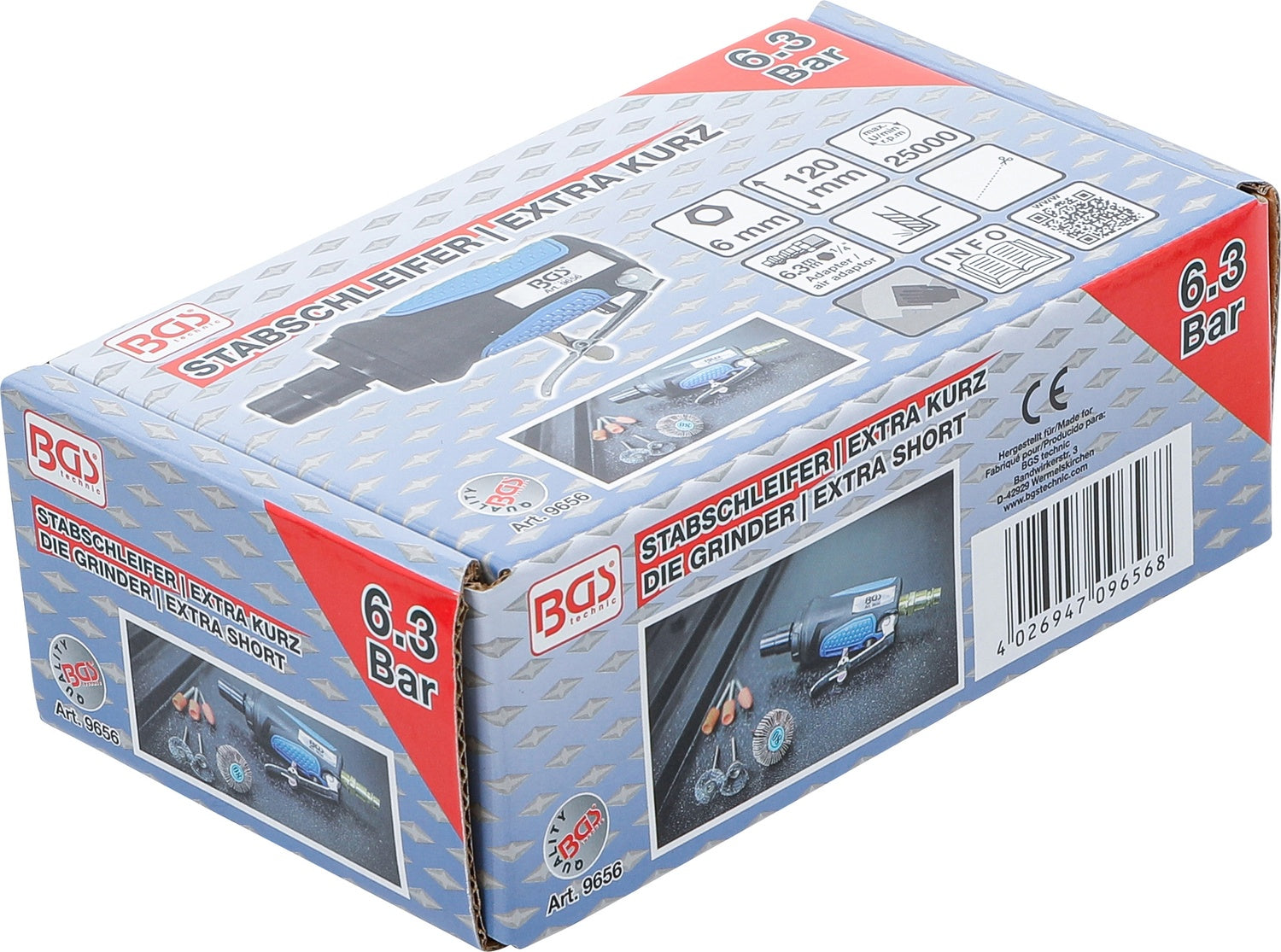 BGS 9656 Druckluft Stabschleifer extra kurz 120mm