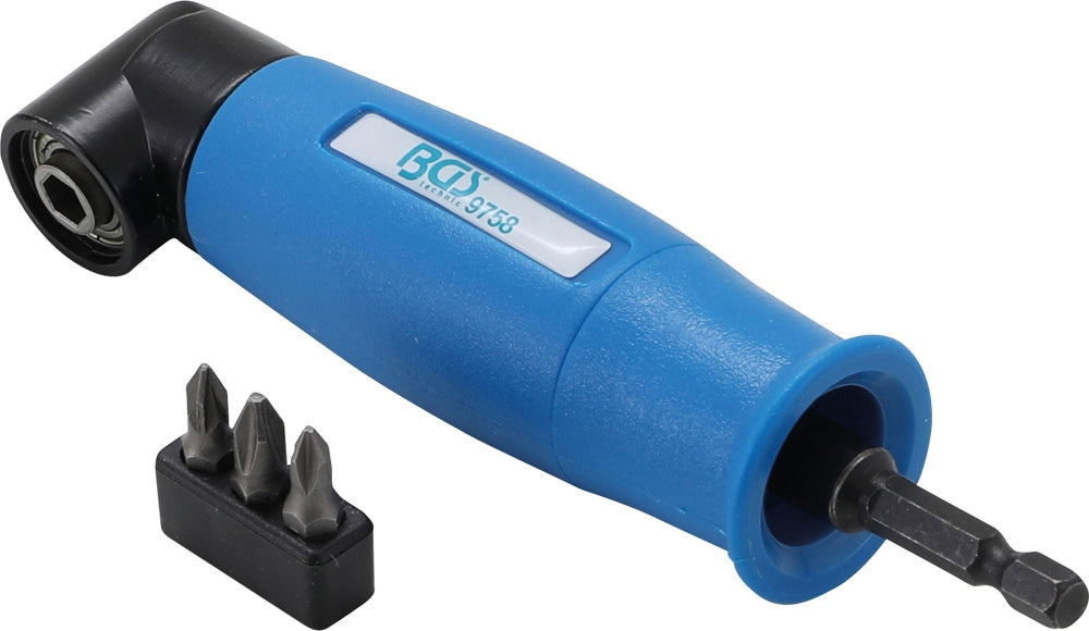 BGS 9758 Winkelbohrvorsatz für Bohrer mit 6,3mm (1/4") Schaft inklusive Bits