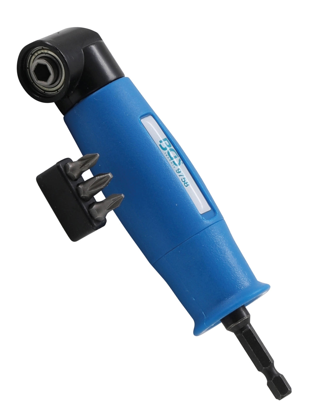 BGS 9758 Winkelbohrvorsatz für Bohrer mit 6,3mm (1/4") Schaft inklusive Bits