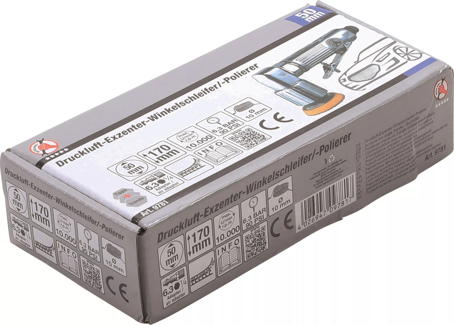 BGS DIY 9781 Druckluft Exzenter Winkelschleifer Polierer