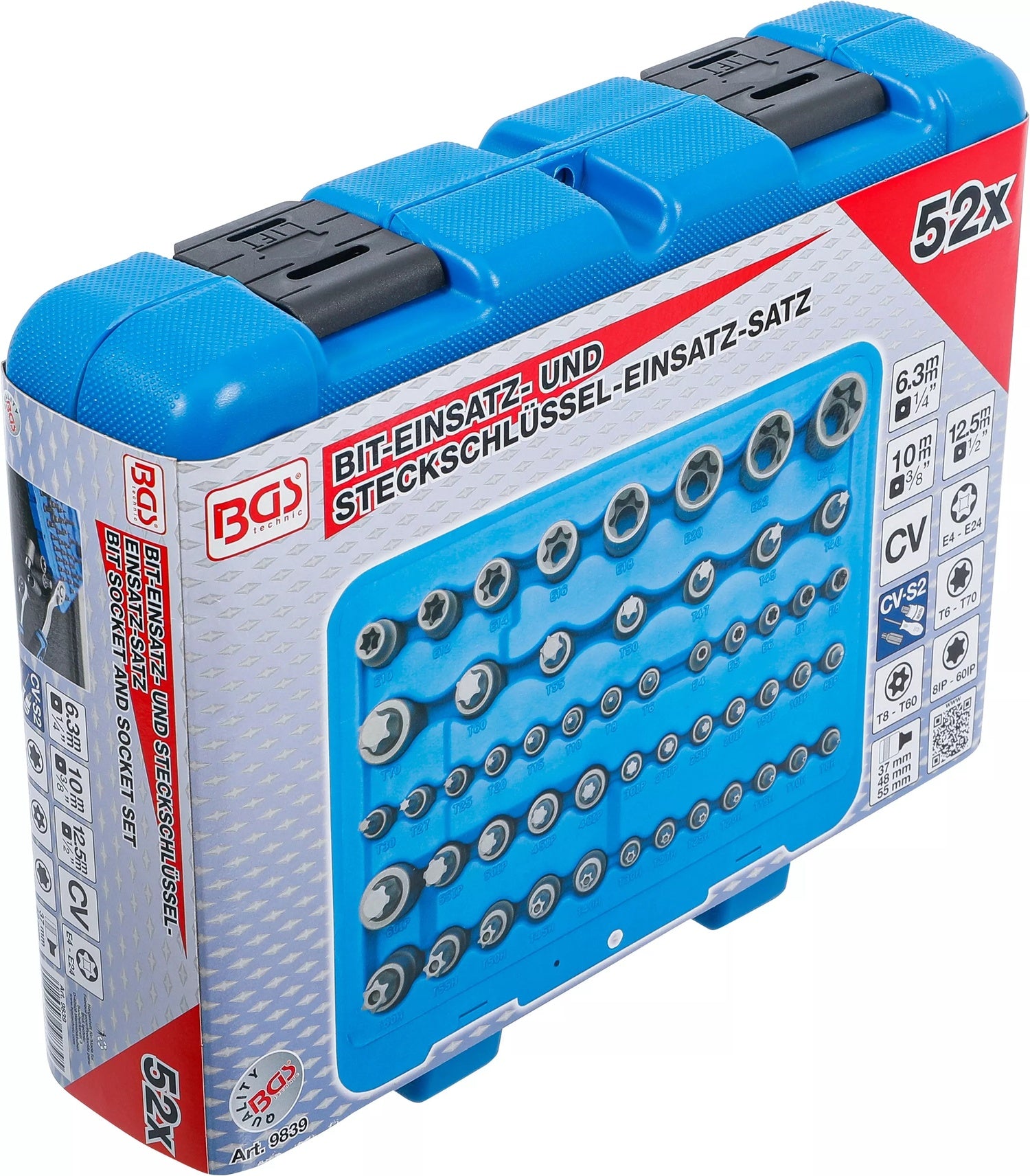 BGS 9839 Biteinsätze, Steckschlüsseleinsätze E-Profil / T-Profil (für Torx) / T-Profil (für Torx) mit Bohrung / TP-Profil (für Torx Plus)
