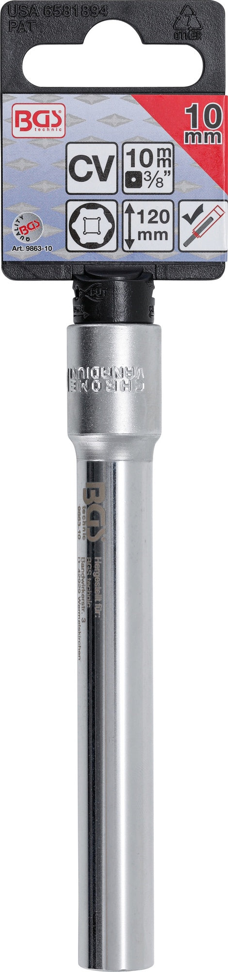 BGS 9863-10 Nuss / Stecknuss / Steckschlüsseleinsatz Sechskant extra tief SW 10mm Antrieb 10mm (3/8")