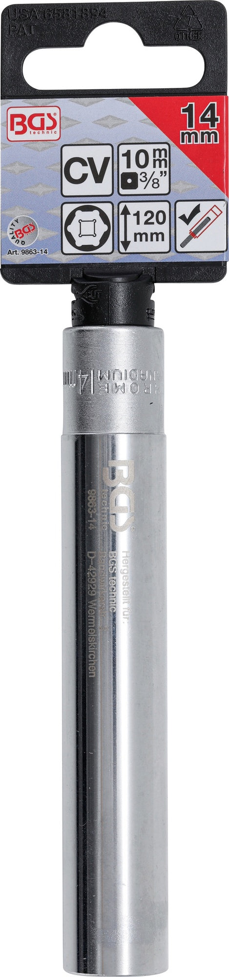 BGS 9863-14 Nuss / Stecknuss / Steckschlüsseleinsatz Sechskant extra tief SW 14mm Antrieb 10mm (3/8")