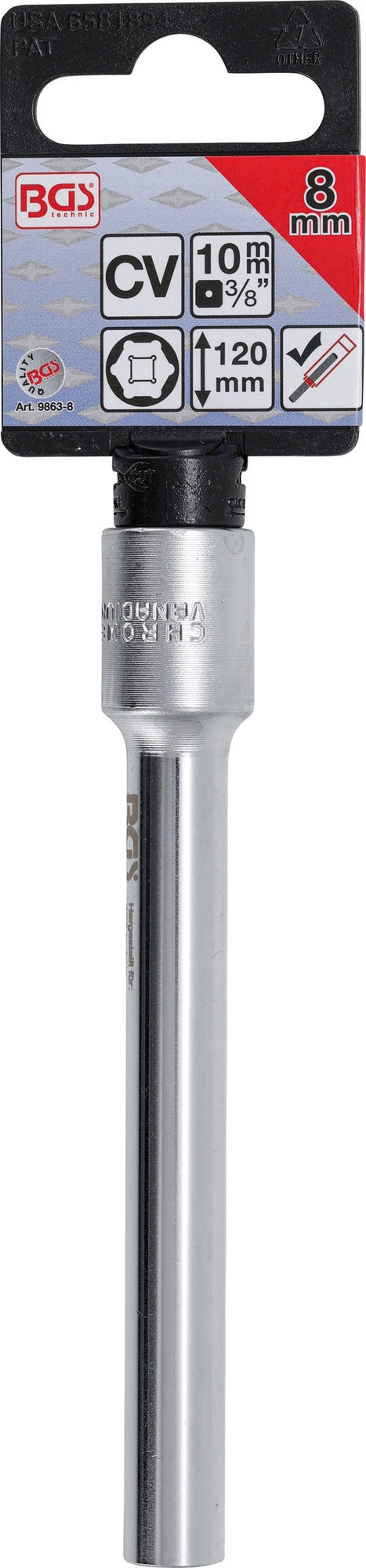 BGS 9863-8 Nuss / Stecknuss / Steckschlüsseleinsatz Sechskant extra tief SW 8mm Antrieb 10mm (3/8")