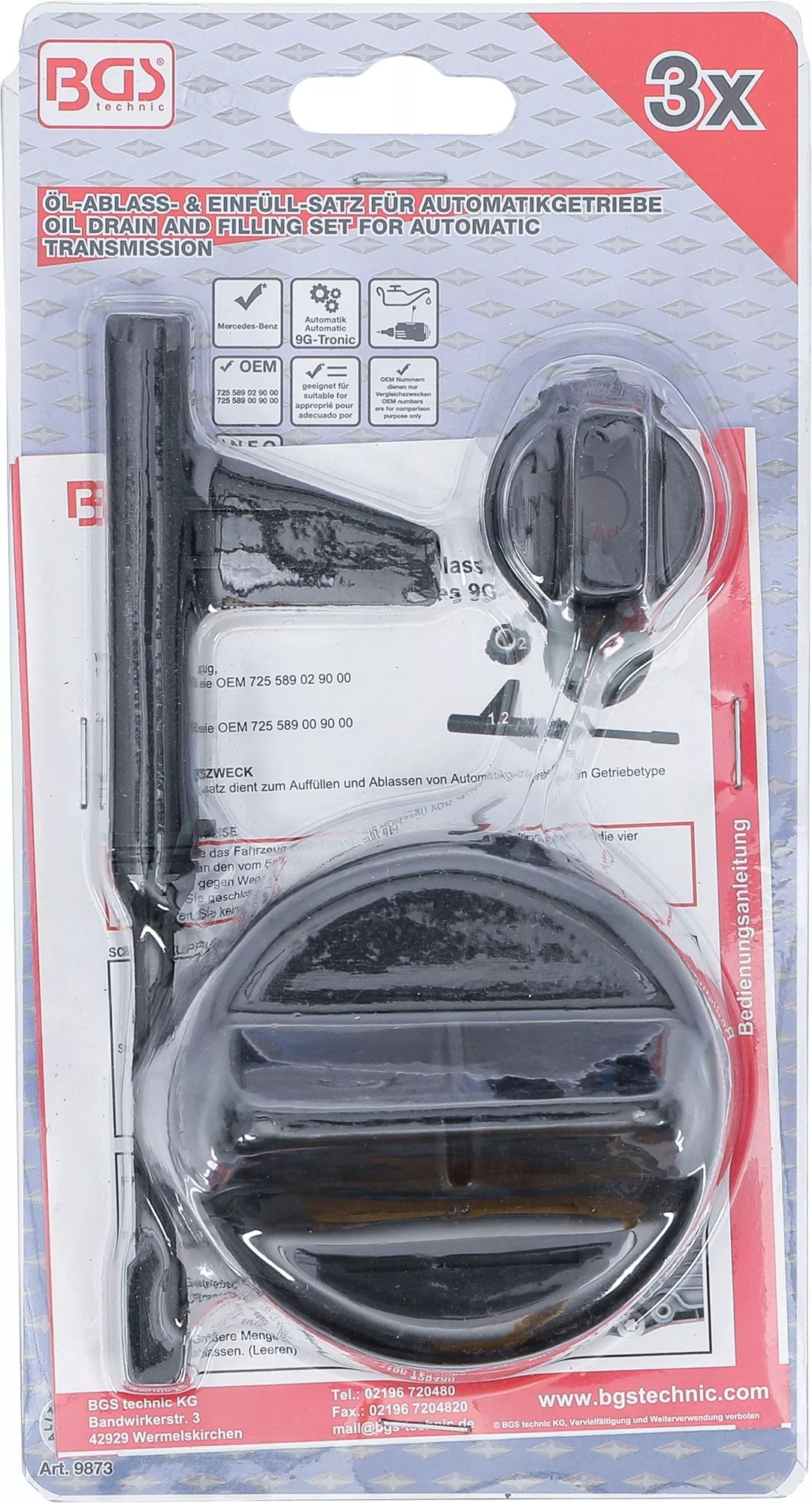 BGS 9873 Satz zum Auffüllen und Ablassen von Automatikgetriebeöl Mercedes-Benz 9G-Tronic