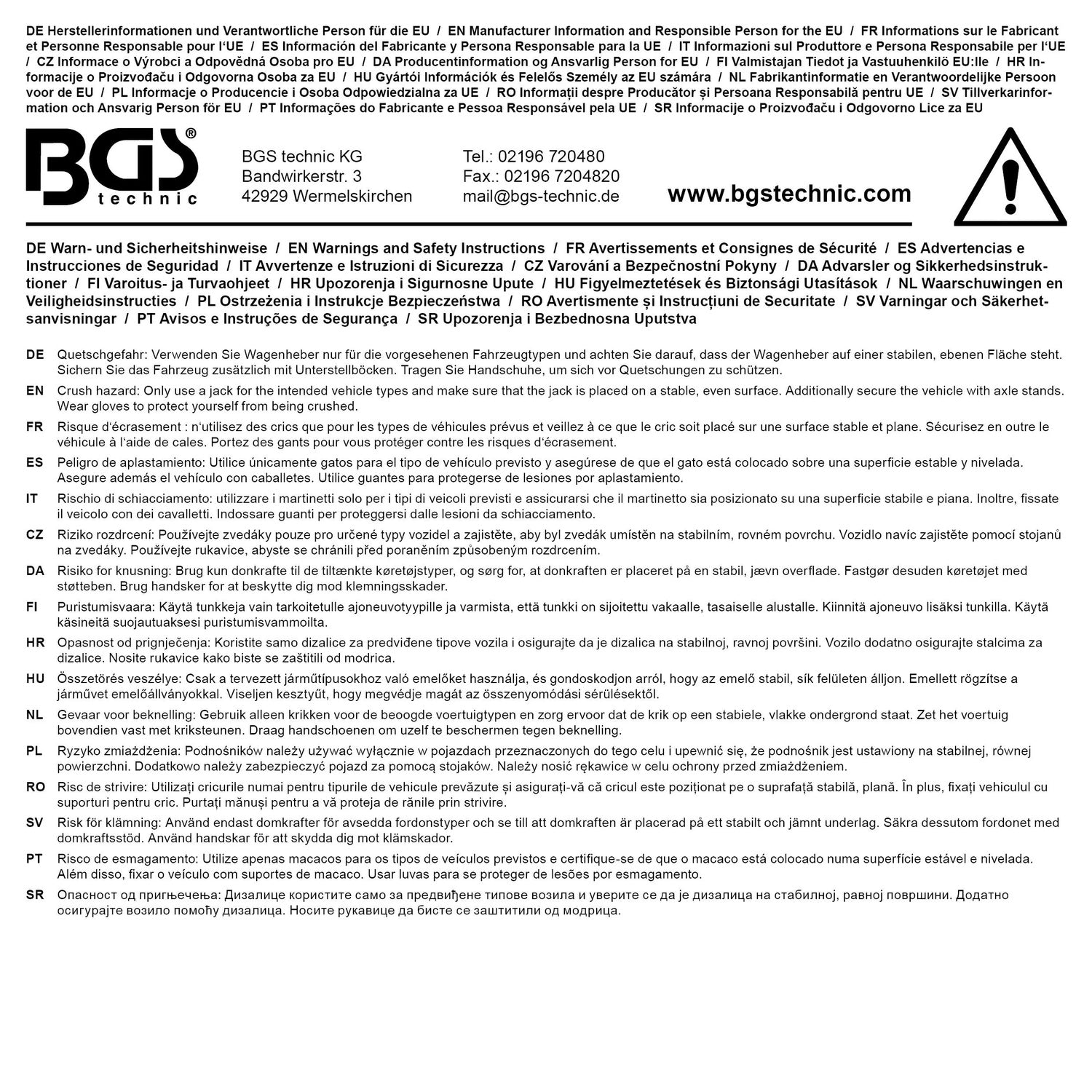 BGS 9884 Hydraulischer Wagenheber Flaschenheber für hohe Fahrzeuggewichte 8t