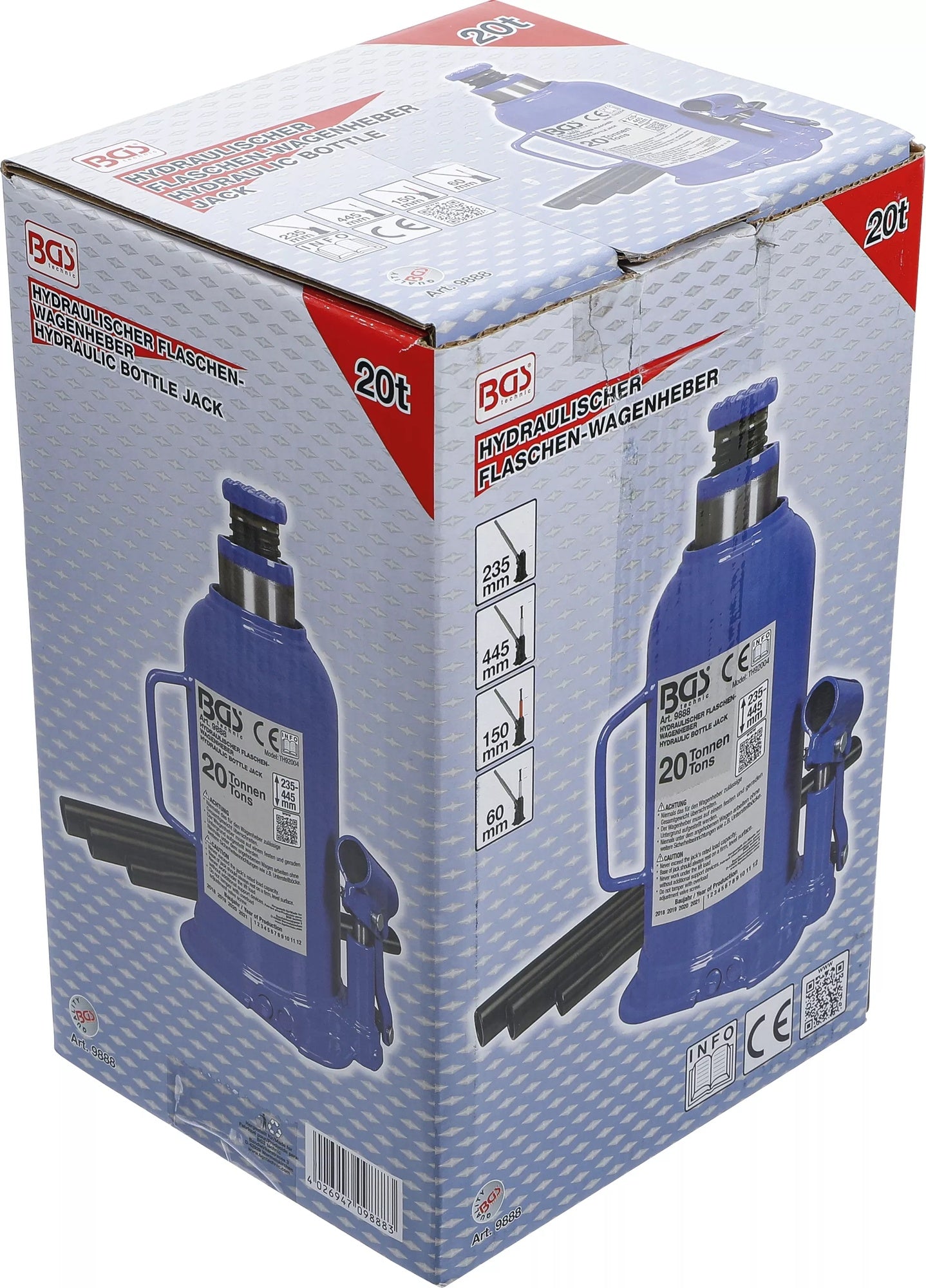 BGS 9888 Hydraulischer Wagenheber Flaschenheber für hohe Fahrzeuggewichte 20t