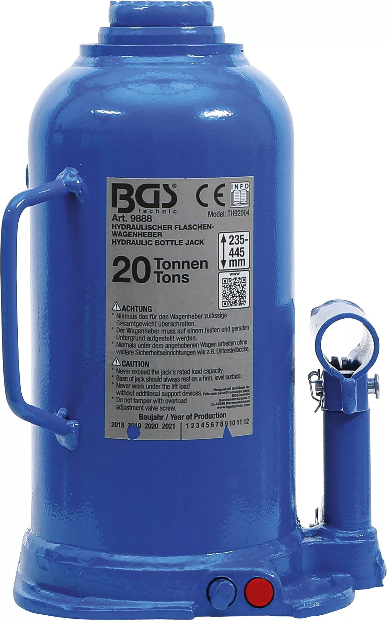 BGS 9888 Hydraulischer Wagenheber Flaschenheber für hohe Fahrzeuggewichte 20t