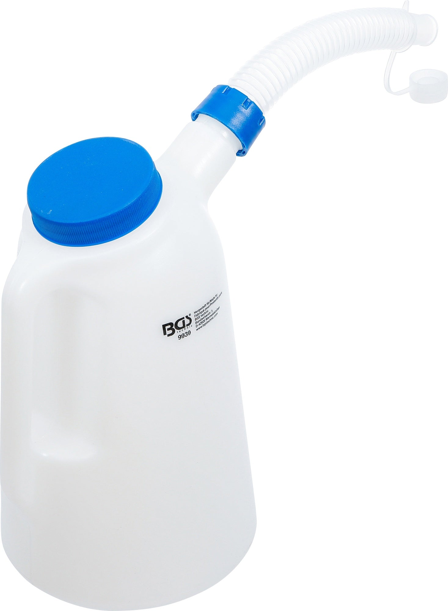 BGS 9939 Füllkanne zum Einfüllen Öl Wasser Diesel Ölkanne mit flexiblem Ausgussstutzen und Deckel 2 Liter
