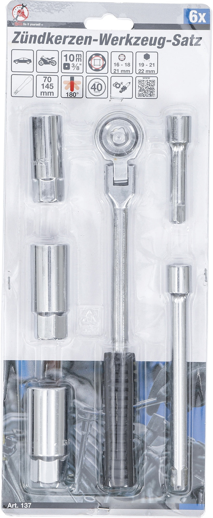 BGS DIY 137 Satz Zündkerzenschlüssel Einbau Ausbau Zündkerzen 16 18 21mm 6 teilig