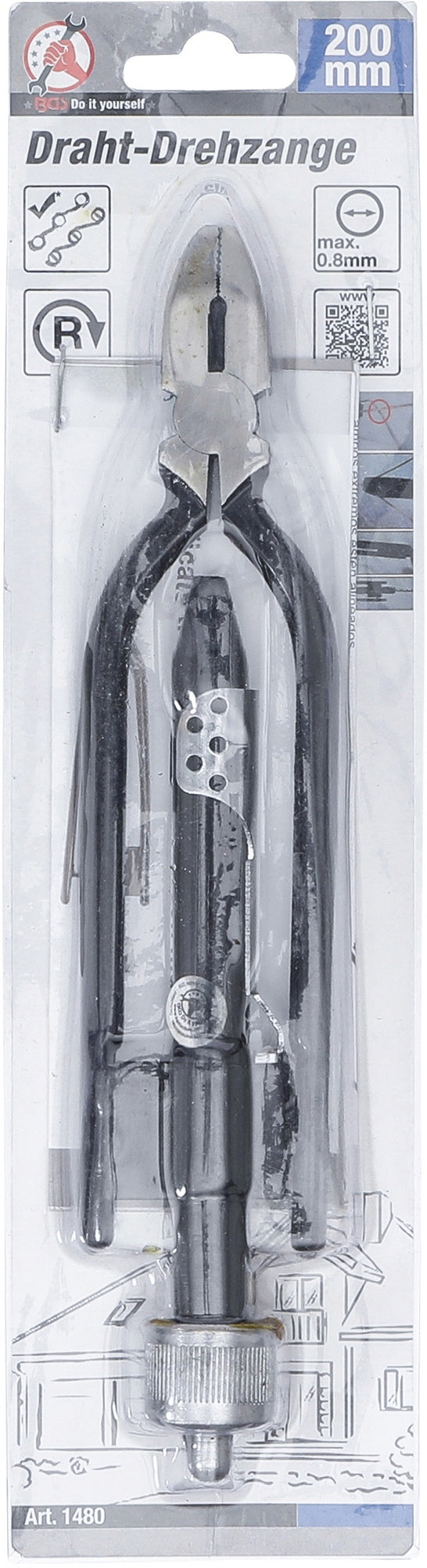BGS DIY 1480 Drahtdrehzange - Drahtwirbelzange - Rödelzange - Sicherheitsdrahttwister