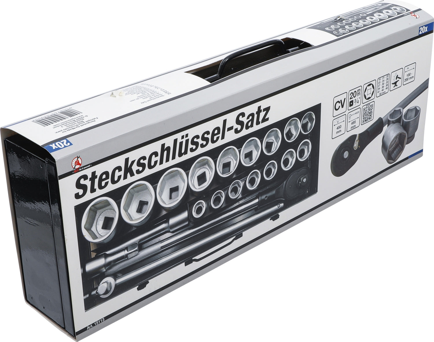 BGS DIY 15113 Satz Steckschlüssel Antrieb 20mm (3/4") SW 19 - 50mm 20 teilig