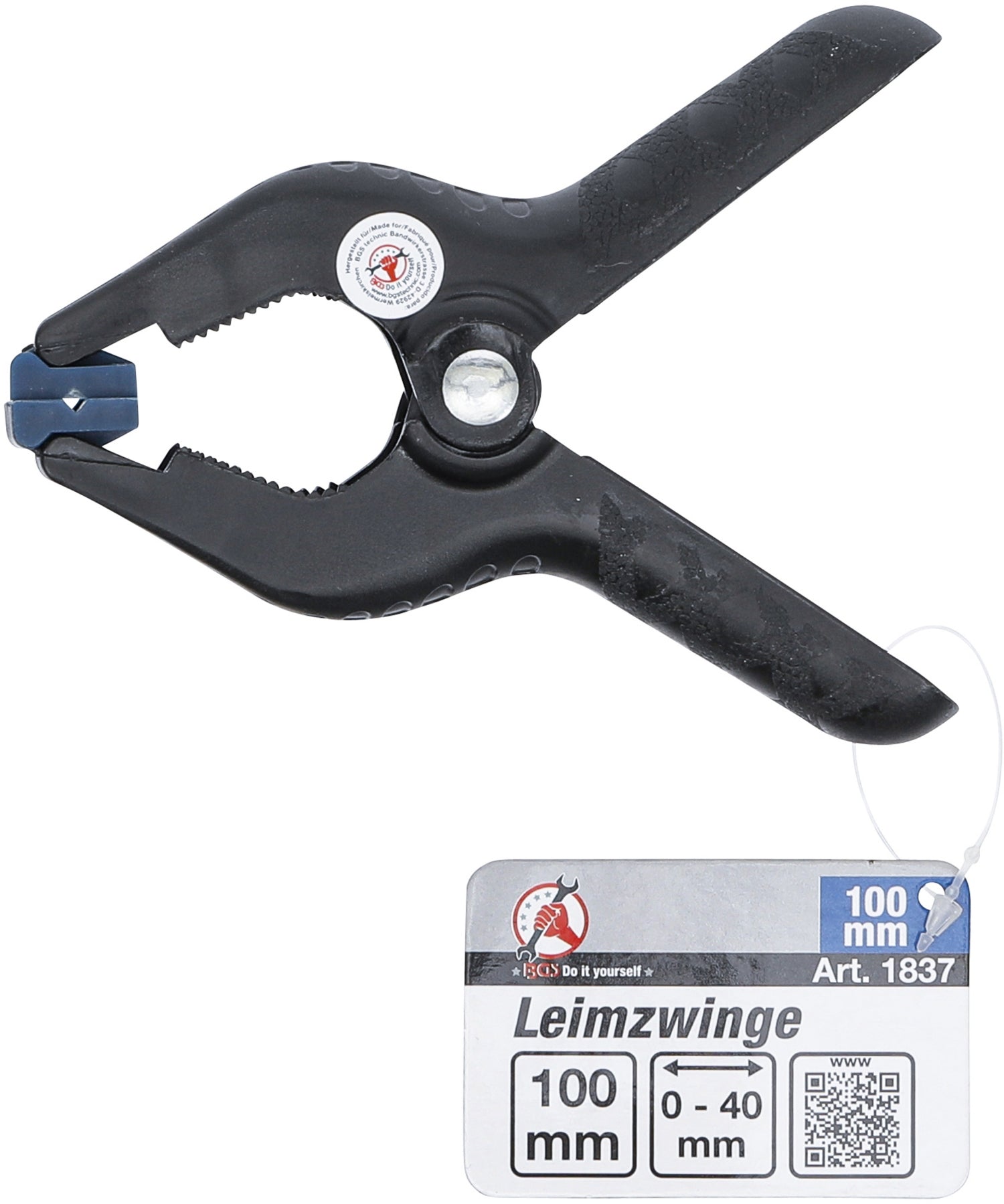 BGS DIY 1837 Leimzwinge Kunststoff Länge 100mm Spannbereich 0-40mm