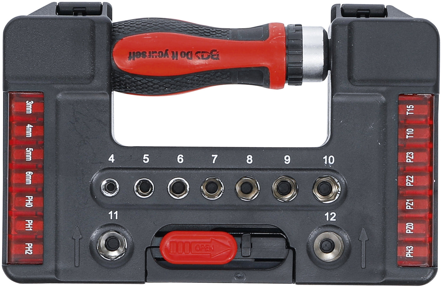 BGS DIY 20138 Satz Bits & Steckschlüsseleinsätze mit Ratschendrehgriff für Bits umschaltbar 38 teilig