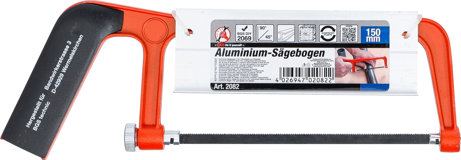 BGS DIY 2082 Aluminium Sägebogen inklusive Schneidlade und Sägeblatt Länge 150mm