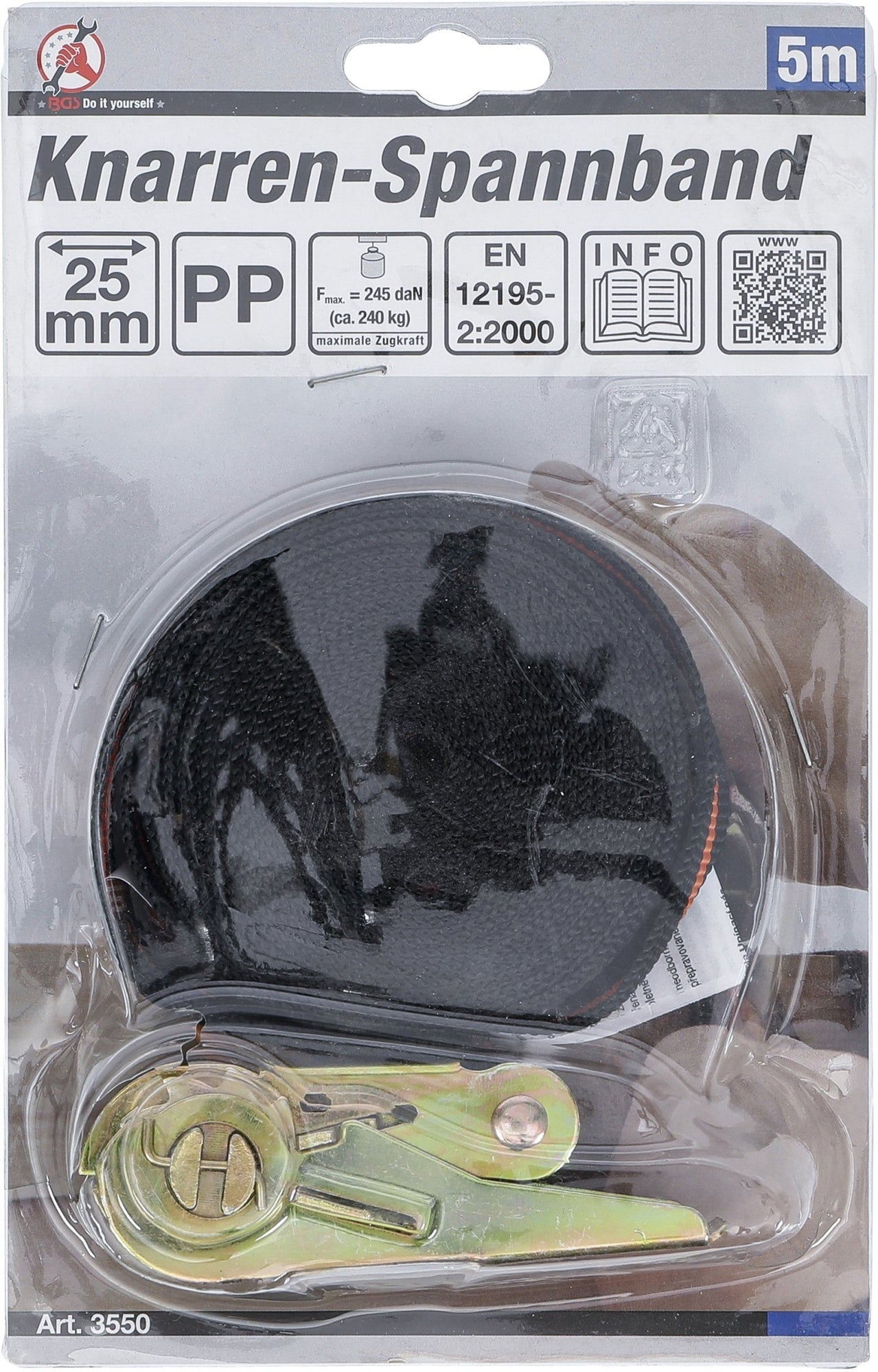 BGS DIY 3550 Knarren Spannband 5m x 25mm
