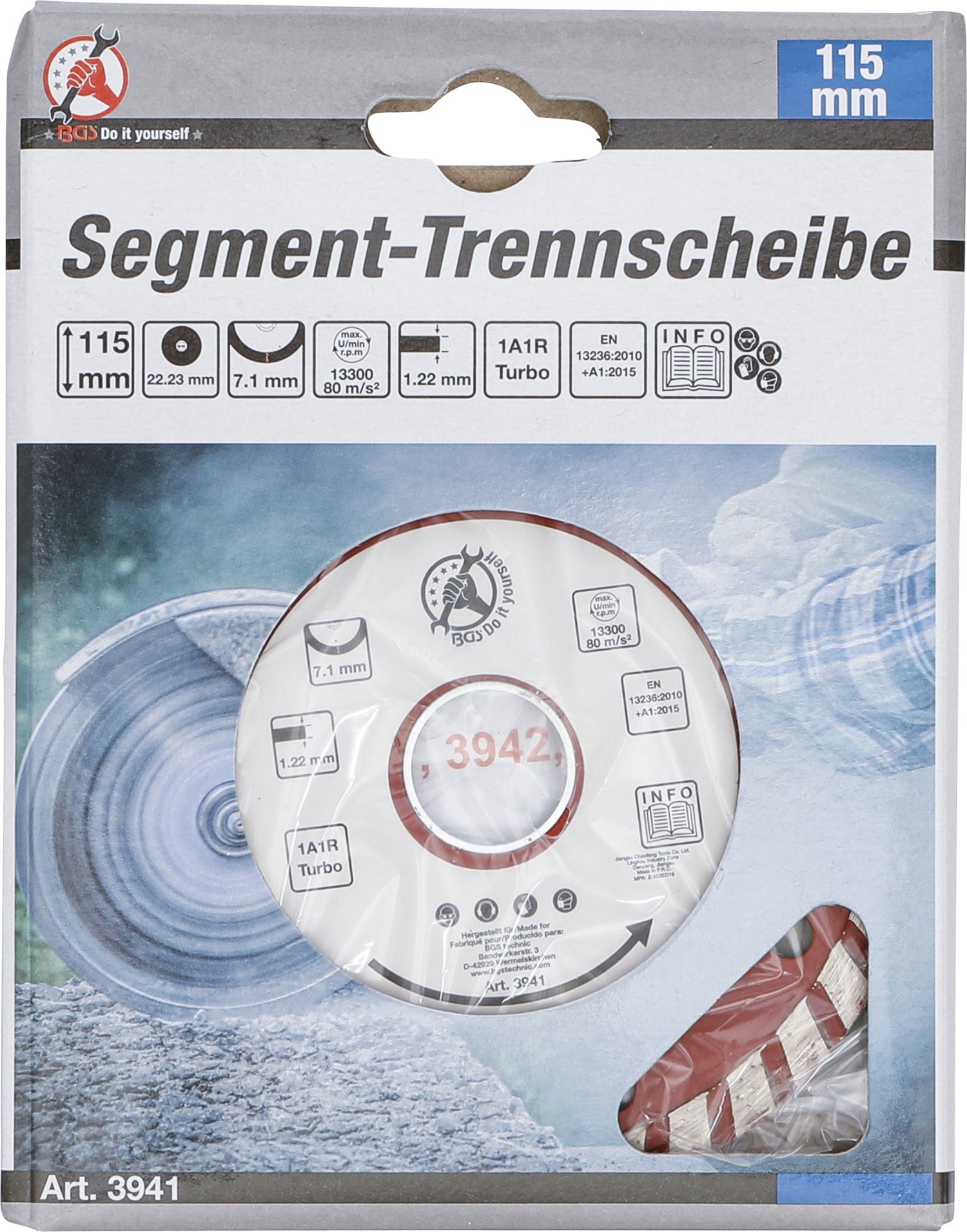 BGS DIY 3941 Turbo Trennscheibe Bohrungs-Ø 22,2mm Durchmesser Ø 115mm