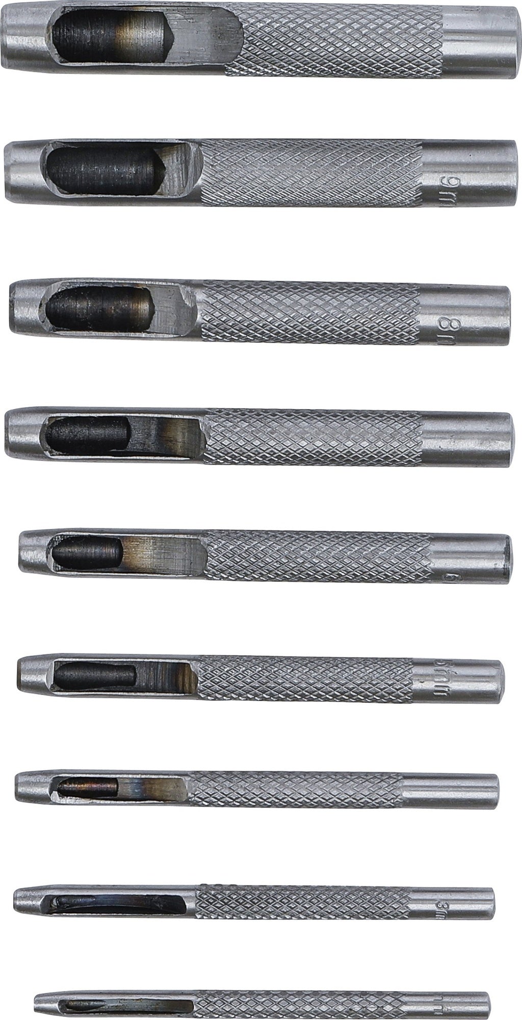 BGS DIY 50619 Satz Locheisen Lochpfeifen Lochflöten Lochstanzer 2,5 - 10 mm 9 teilig