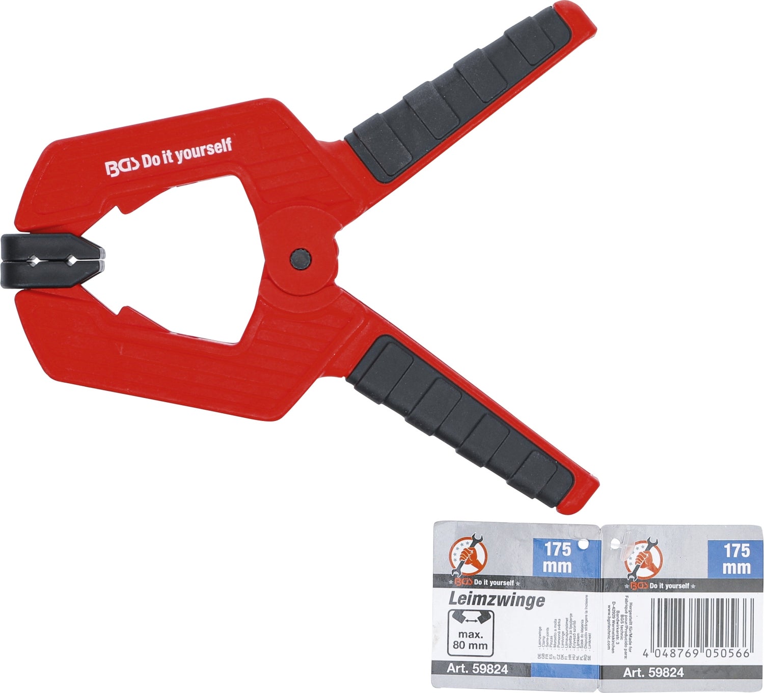 BGS DIY 59824 Leimzwinge Kunststoff Länge 175mm Spannbereich 0-80mm