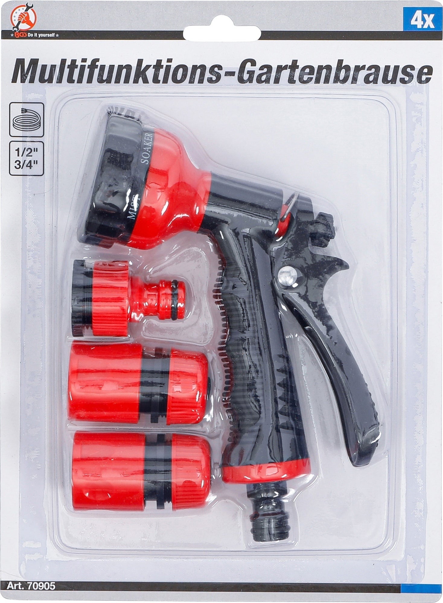 BGS DIY 70905 Multifunktions Garten Handbrause 6 Funktionen 5 teilig