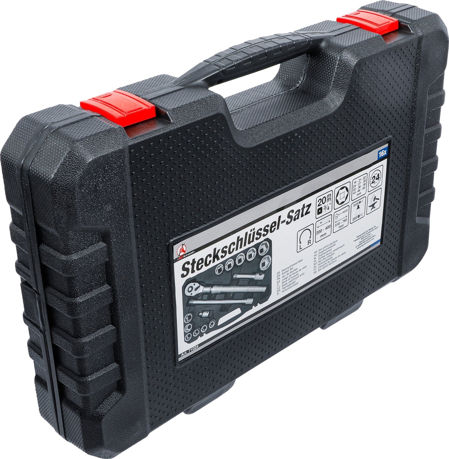 BGS DIY 71024 Satz Steckschlüssel mit Umschaltknarre ausziehbar SW 19 - 50mm Antrieb 20mm (3/4")