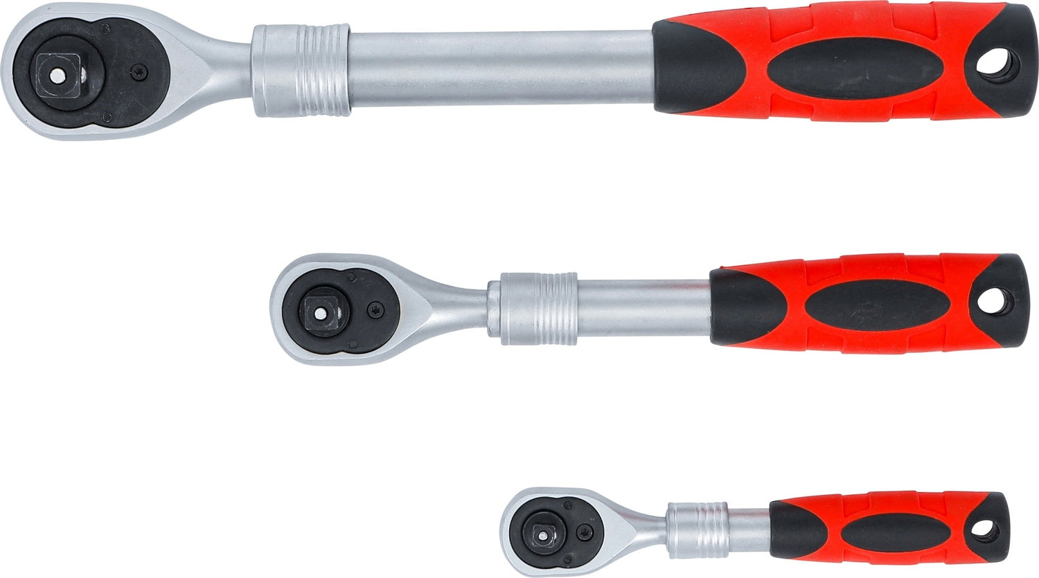 BGS DIY 72113 Satz Umschaltknarren ausziehbar Abtrieb 6,3mm (1/4") 10mm (3/8") 12,5mm (1/2")
