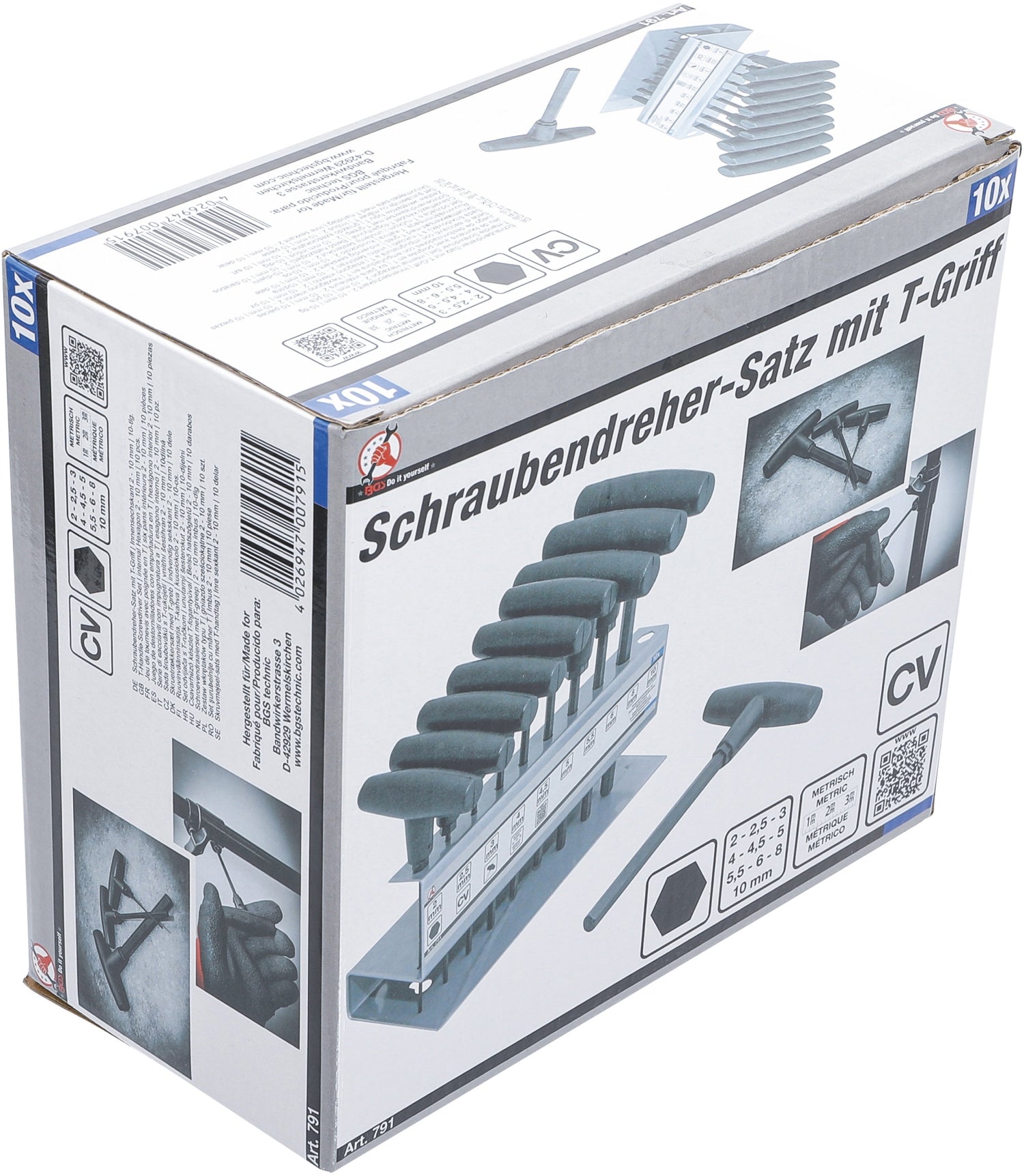 BGS DIY 791 Satz Schraubendreher Innensechskant mit T-Griff 2 - 10mm