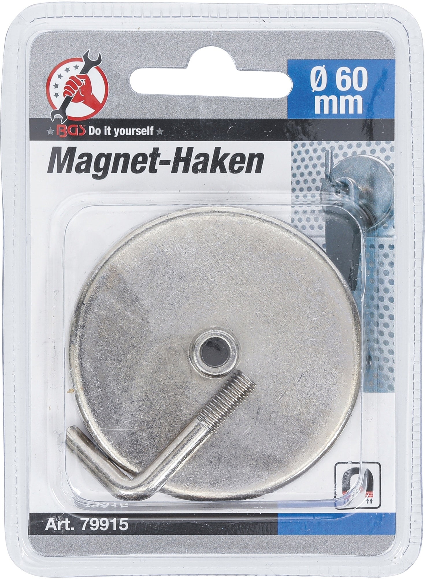 BGS DIY 79915 Haken Magnet rund Ø 60mm Tragfähigkeit 10kg