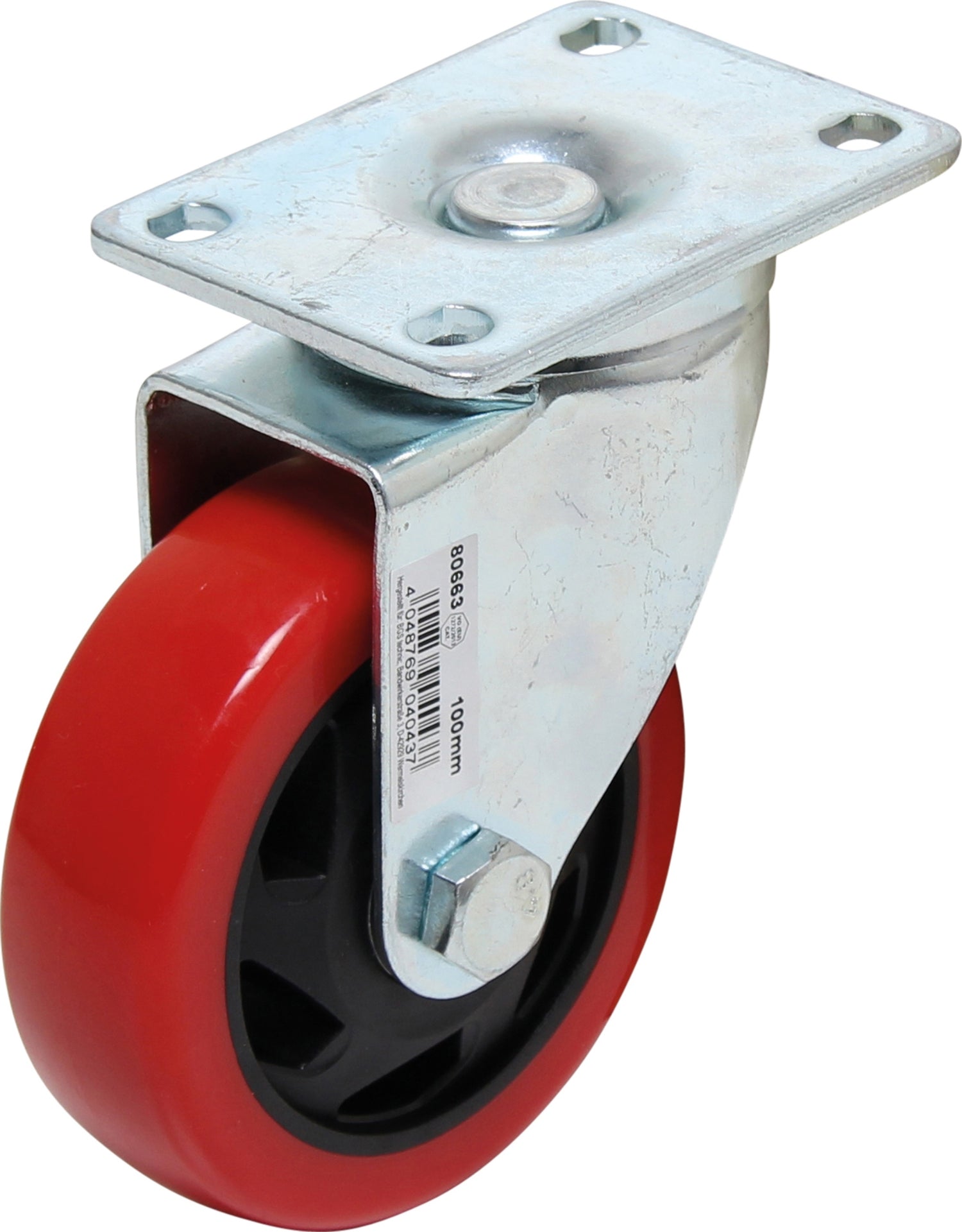 BGS DIY 80663 Lenkrolle rot / schwarz Ø100mm