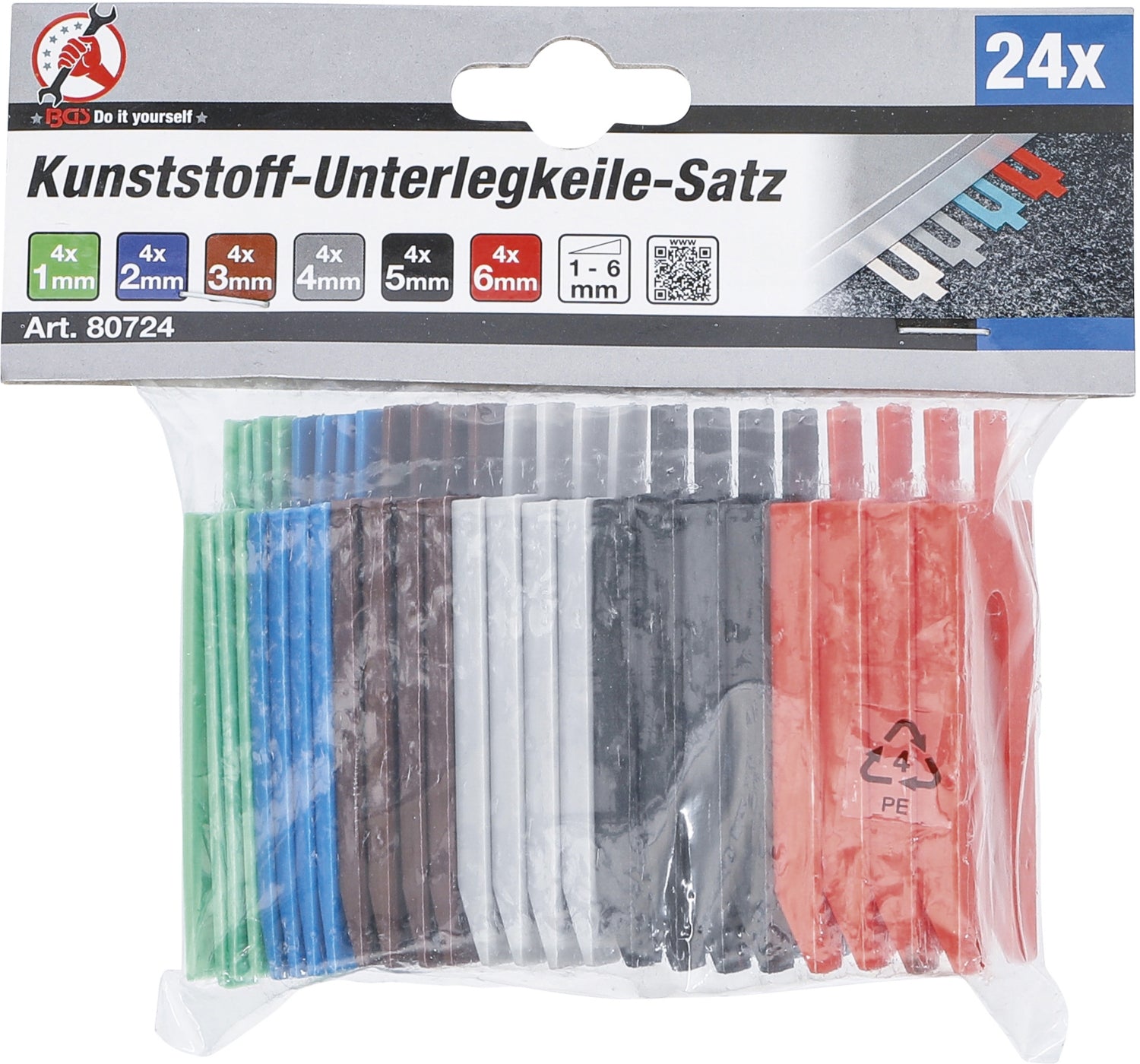 BGS DIY 80724 Satz Unterlegkeile aus Kunststoff 24 teilig